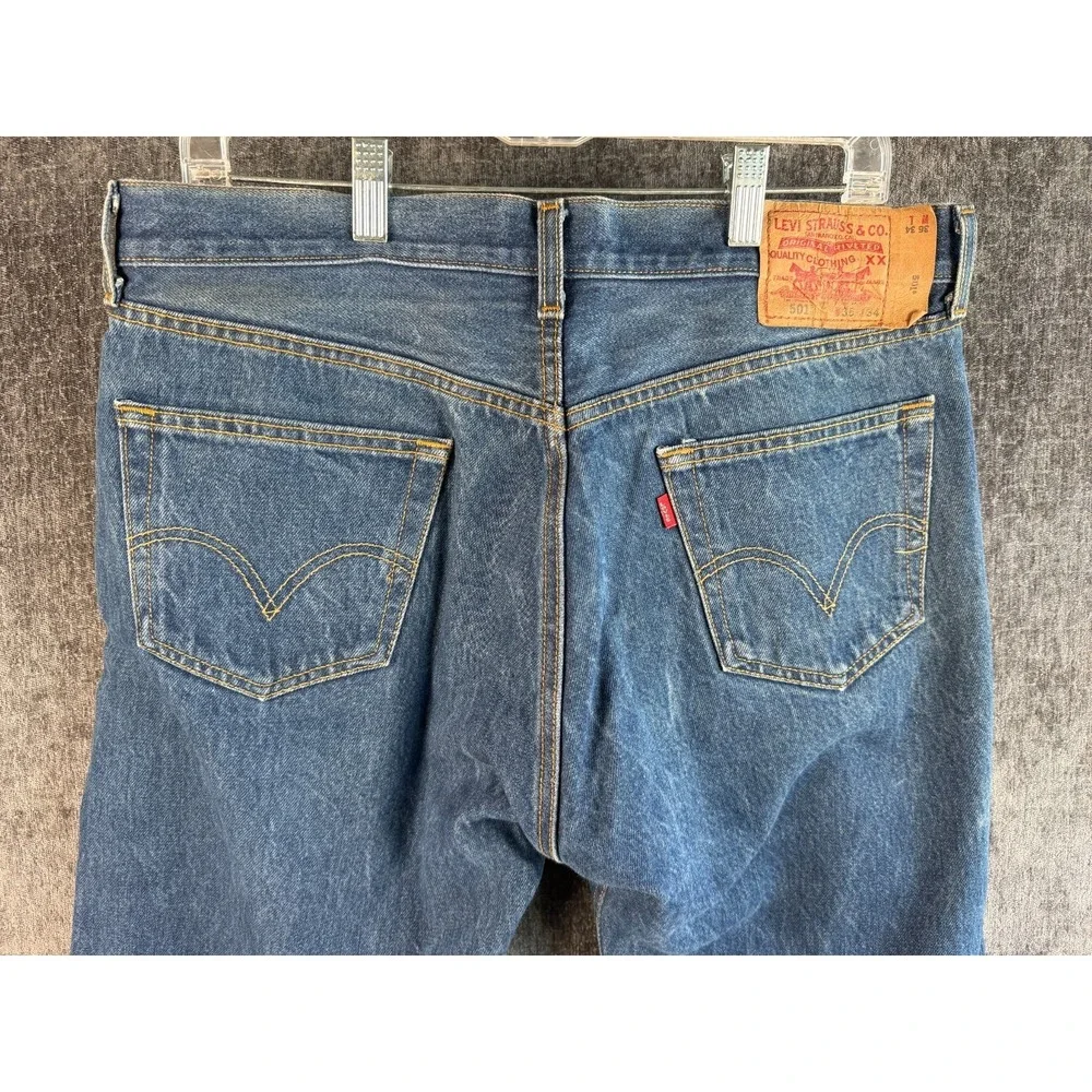36x34 Levi's 501 Original Vintage Straight Leg Button-Fly Jeans Blue 100% Cotton